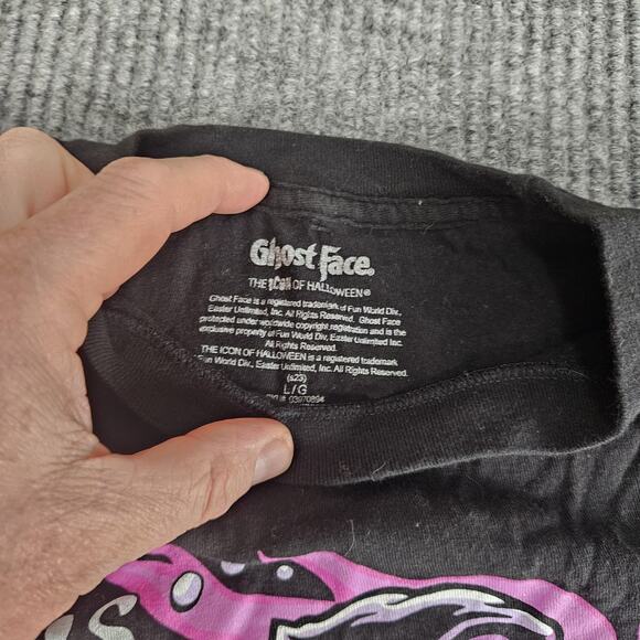 Ghost Face Scary Movie Shirt Mens Large Black Pink Horror Movie Graphic Tee - Picture 3 of 9